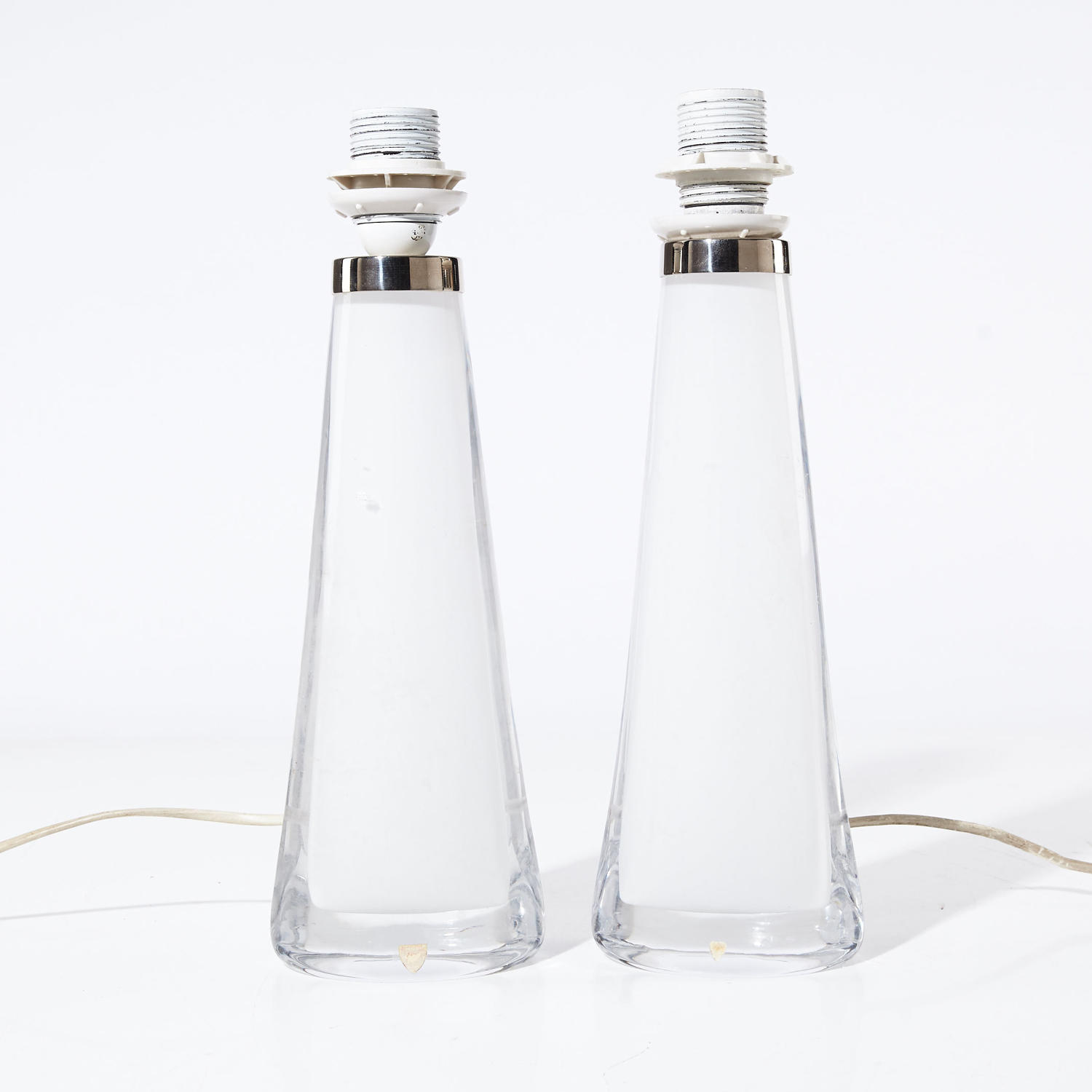 A pair of Orrefors glass table lamps
