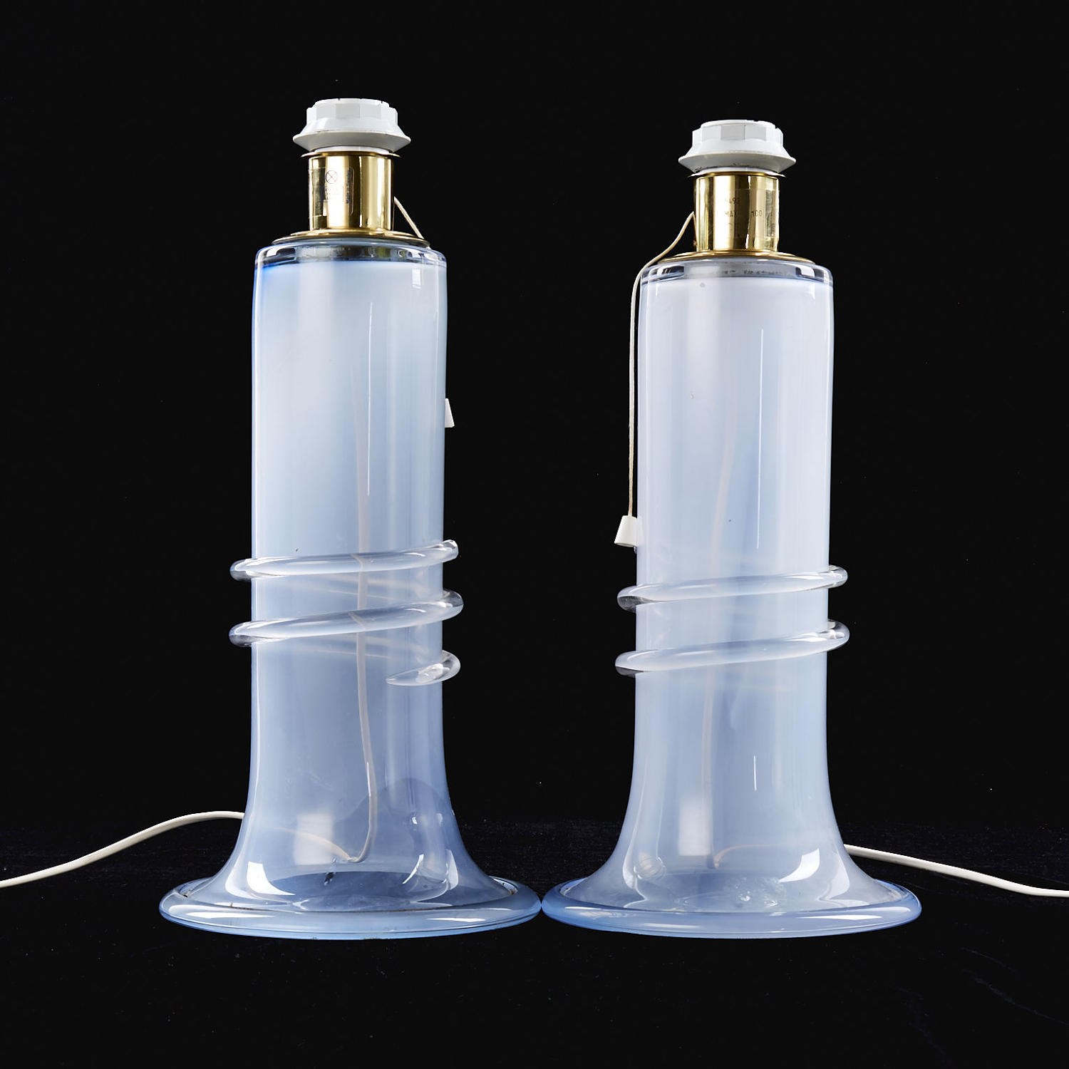 A pair of Swedish glass table lamps