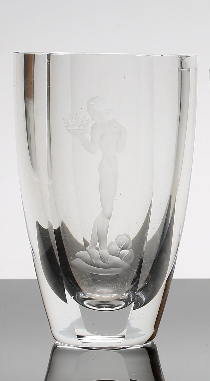 A 1940's Swedish heavy lead glass vase